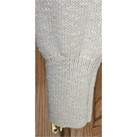 💥Free People XL Zip Front Cable Knit Sweater Mini Dress Beige Boho Cozy Chic - Picture 5 of 15